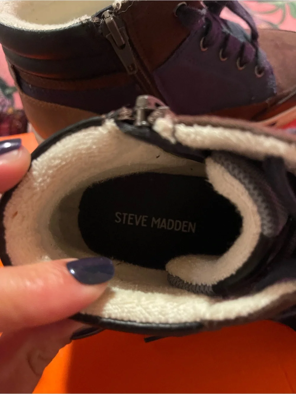 Steve Madden Kids High-Top Sneakers in Brown and Navy